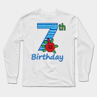 7th Floral - 7th Birthday - Flower - Floral - Birthday Party gift Long Sleeve T-Shirt